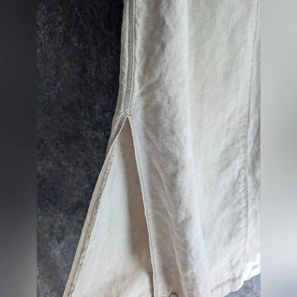 Linen Stonewashed Vintage Midi Skirt